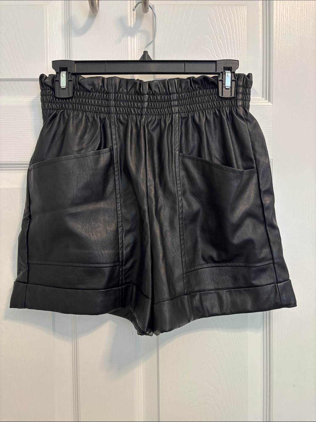 Black Faux Leather Elastic Waist Shorts Nwot